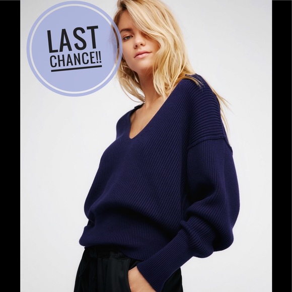 Free People Sweaters - NWOT Free People Navy Allure Pullover Sweater